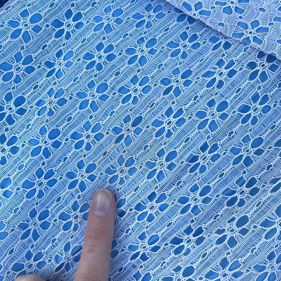 Vintage 1960s Light Blue & White Floral Lace Overlay Scalloped Tank Top & Skirt - Picture 14 of 16